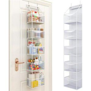 Fixwal Over The Door Organizer 5 Shelf Clear Hanging Storage for Closet Room